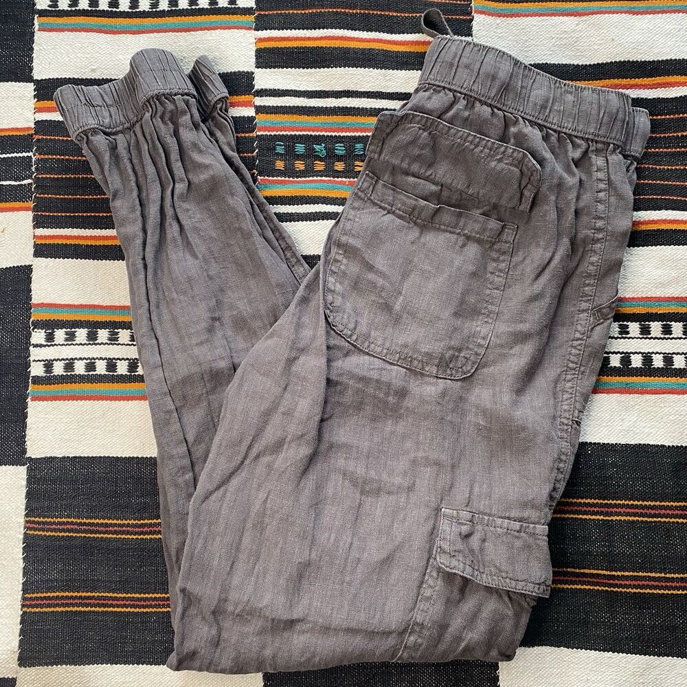 Nicole Miller 100% Linen Cargo Jogger Style Pants. Size Small. Pockets. NWOT.